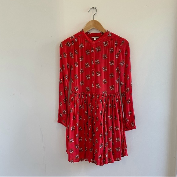 Lucky Brand Red Floral Button Down Mini Dress - Picture 2 of 4